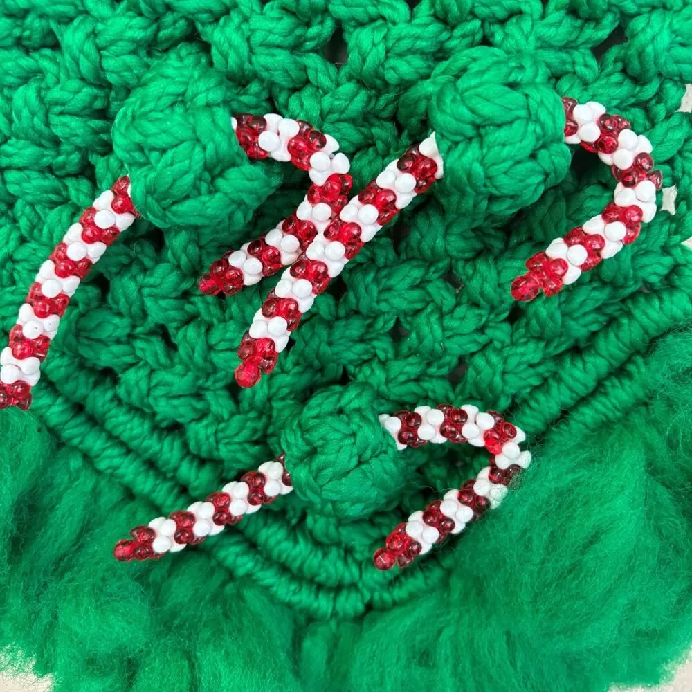 70s Macrame Christmas Wall Hanging Holiday Decor Vintage Retro 23”
